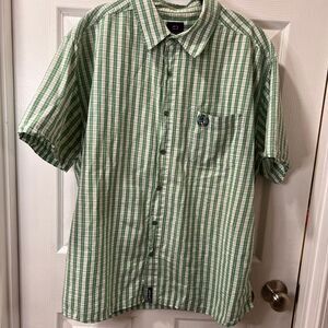 Bugle Boy Green Plaid Short Sleeve Button Down Casual Shirt XL